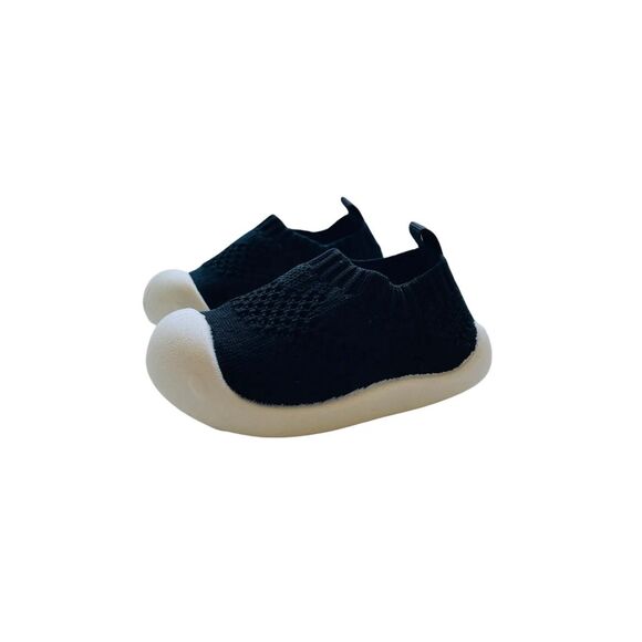 2 Tiny Feet Knitted Breathable Non-Slip Shoes Black Size 5-5.5 (13-18 months) - Picture 3 of 10